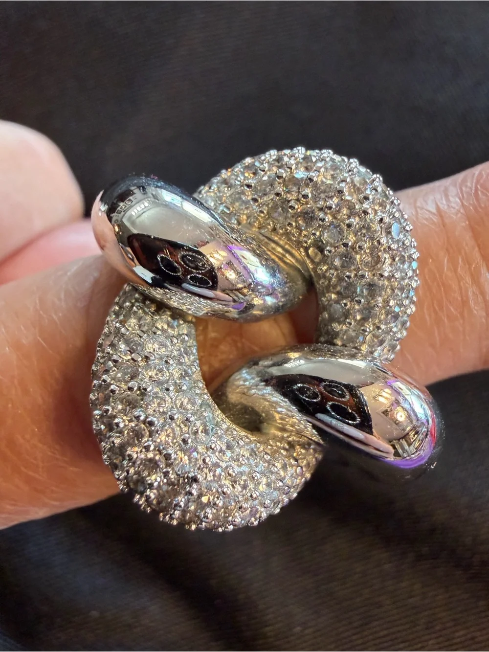 Park Lane Silver Crystal Interlocking Statement Ring Size 8 Retired